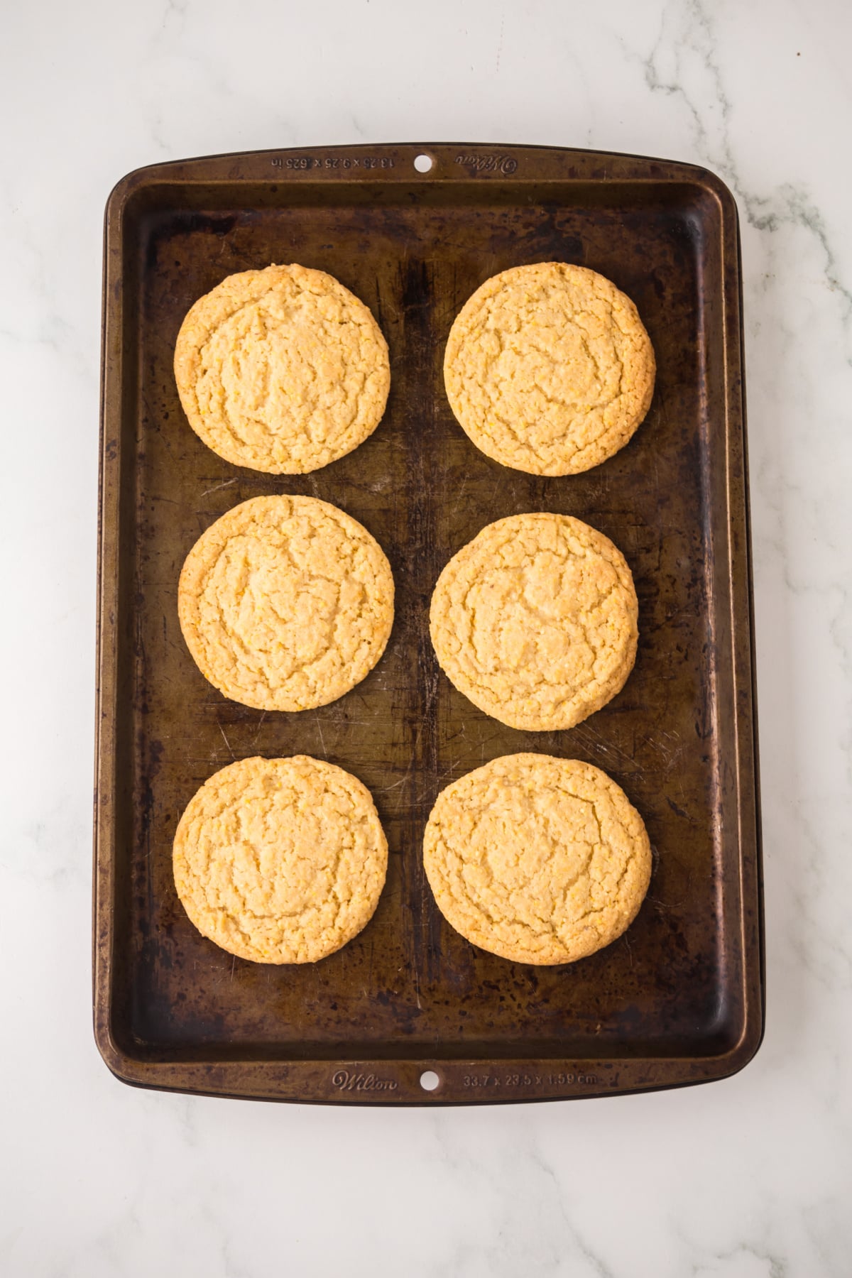 Cookies baked on a pan.