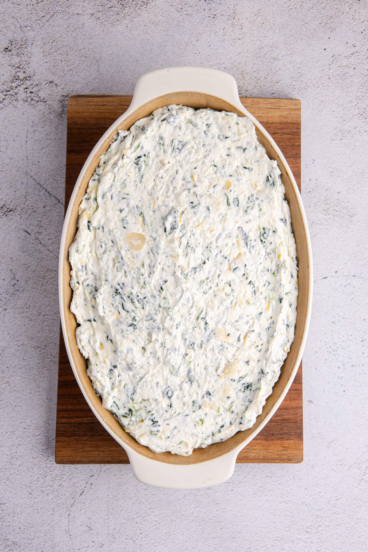 The mixture poured into a baking dish.