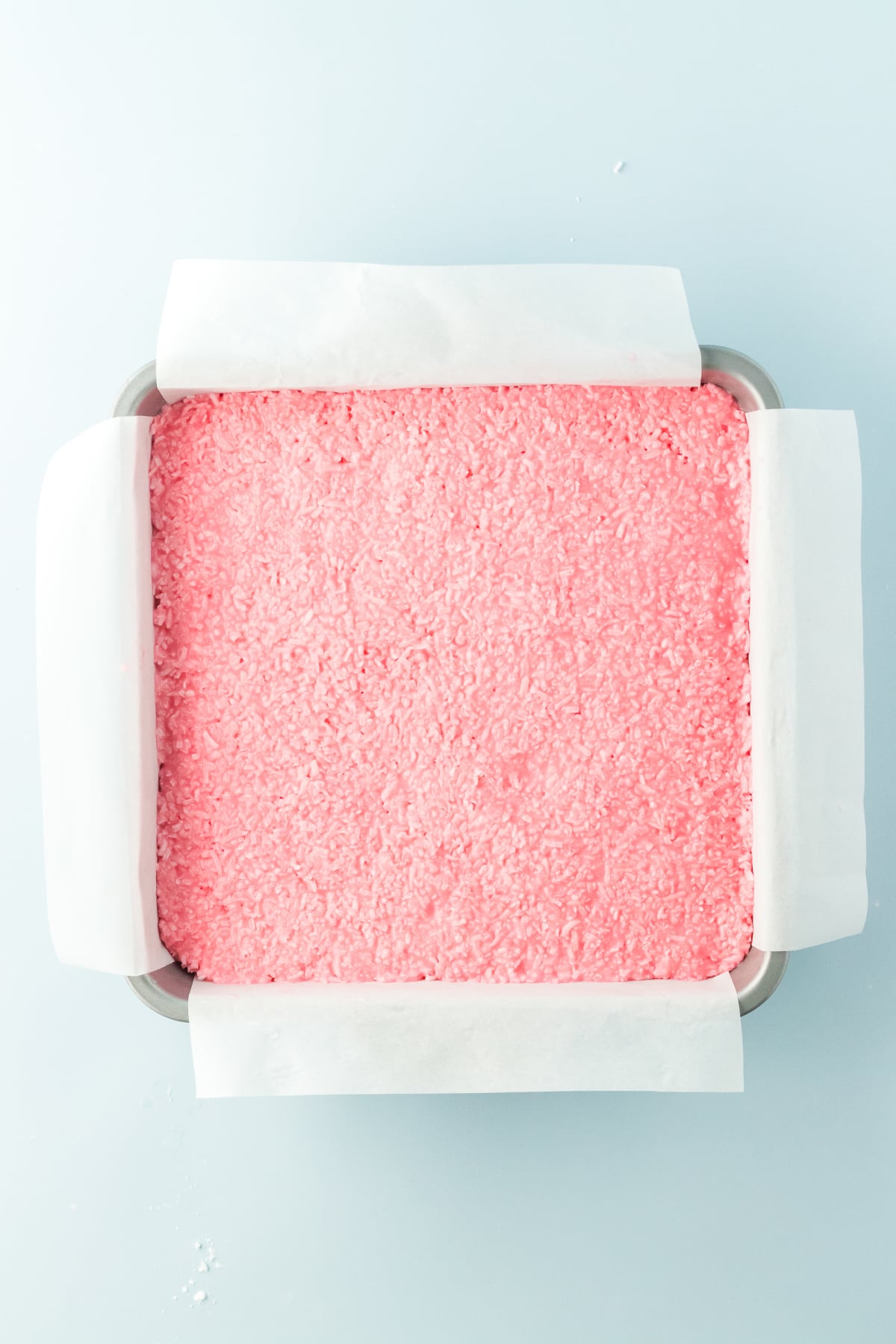 Red layer poured over top of the white layer.