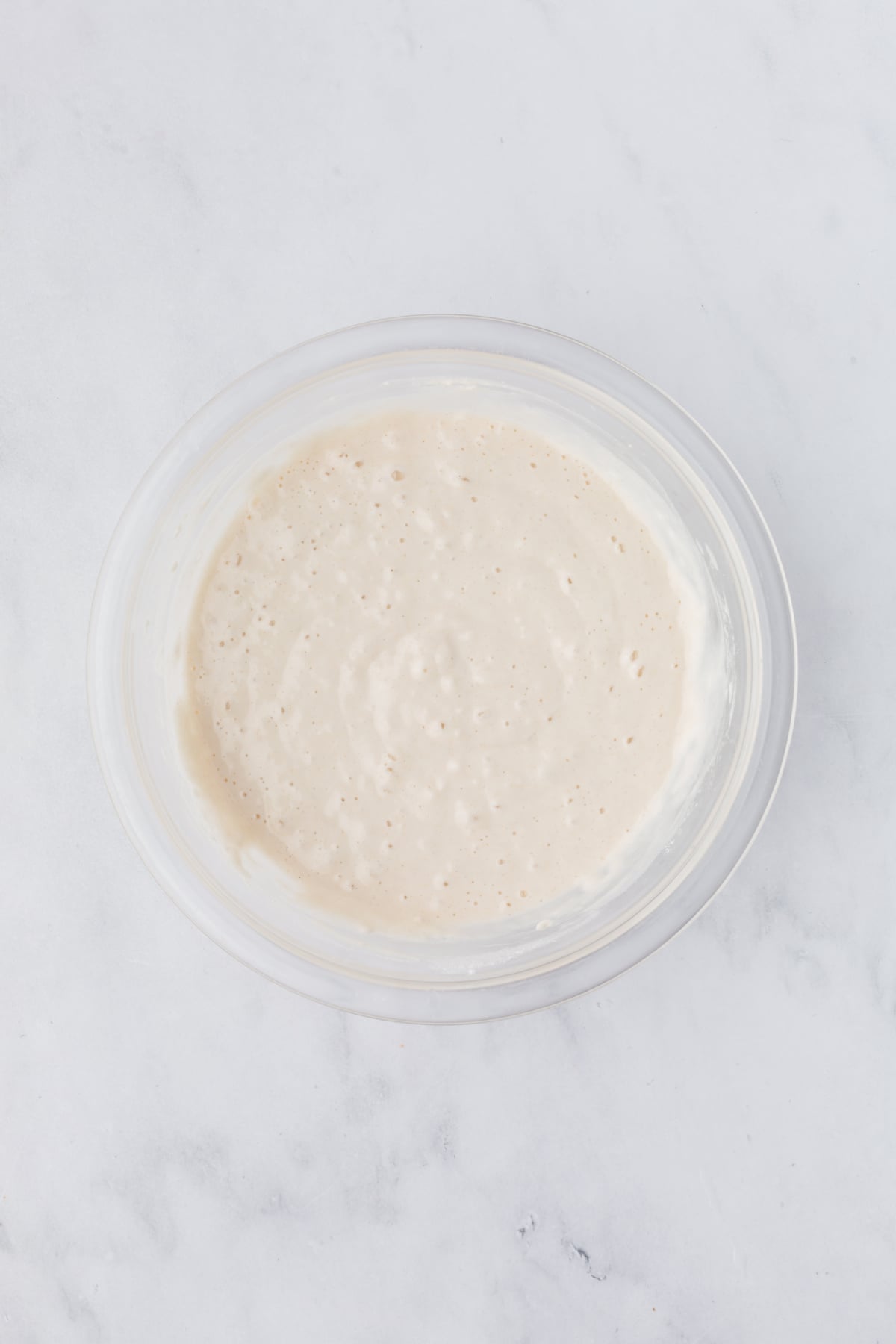 The pancake batter prepared in a bowl.