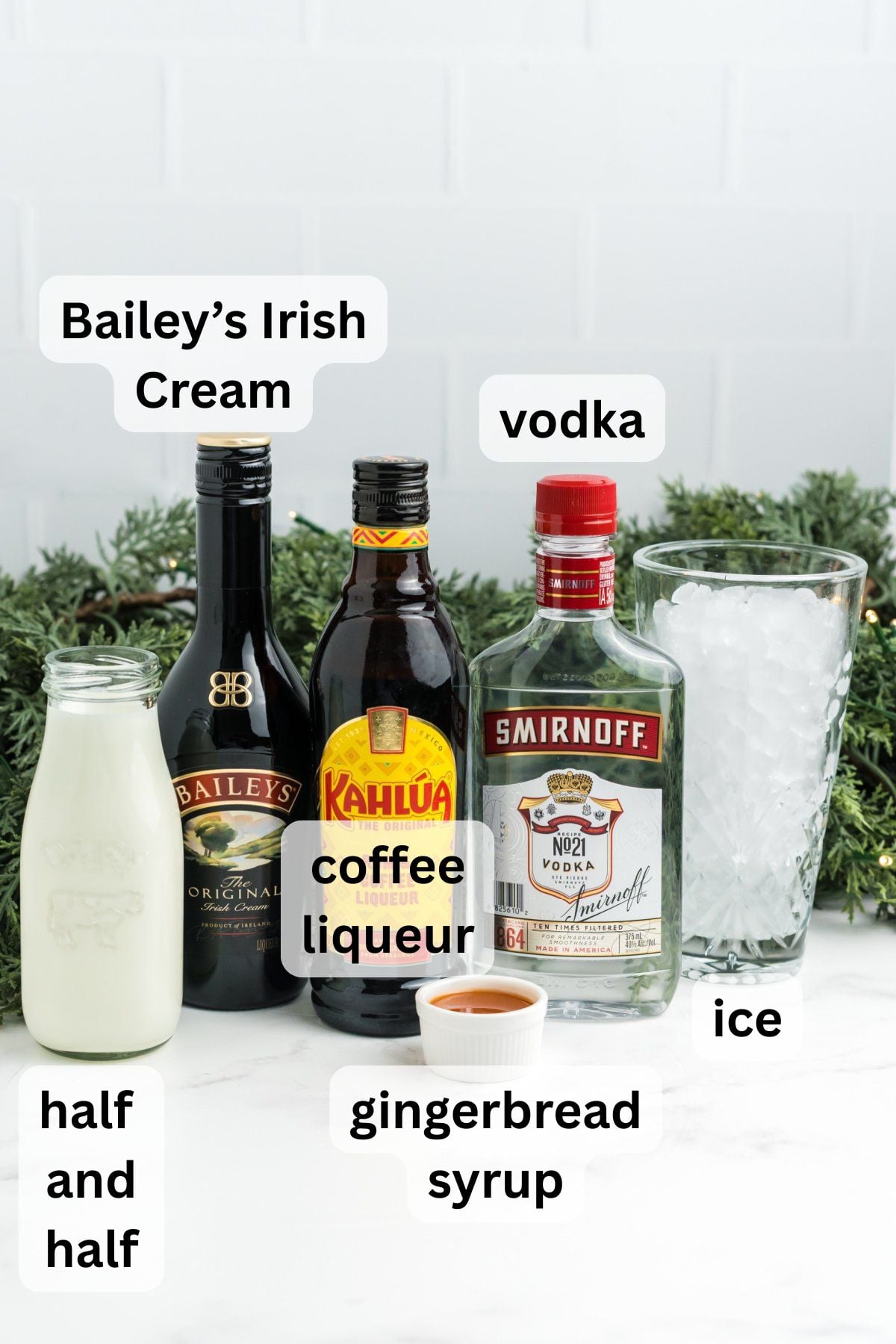 Ingredients to make this martini on a table.