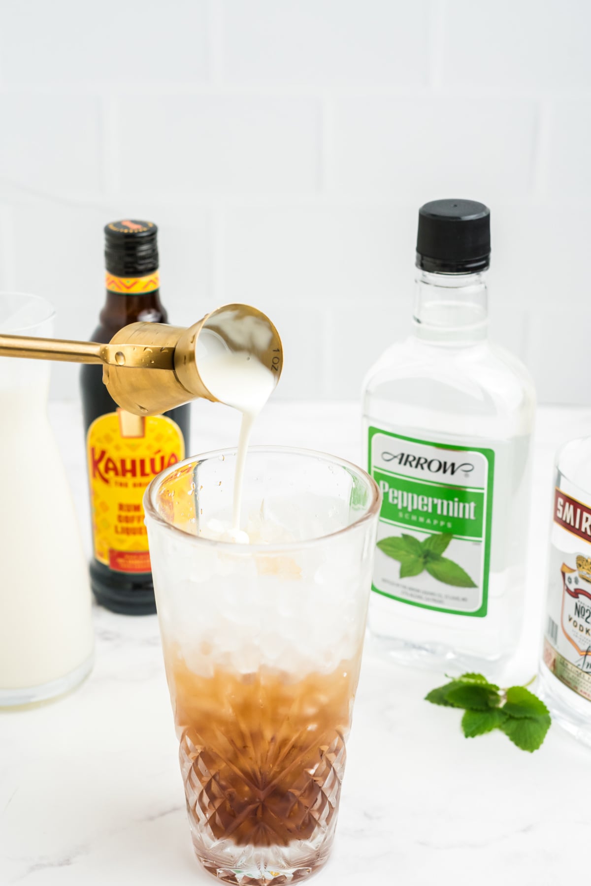 Heavy cream layered on top.