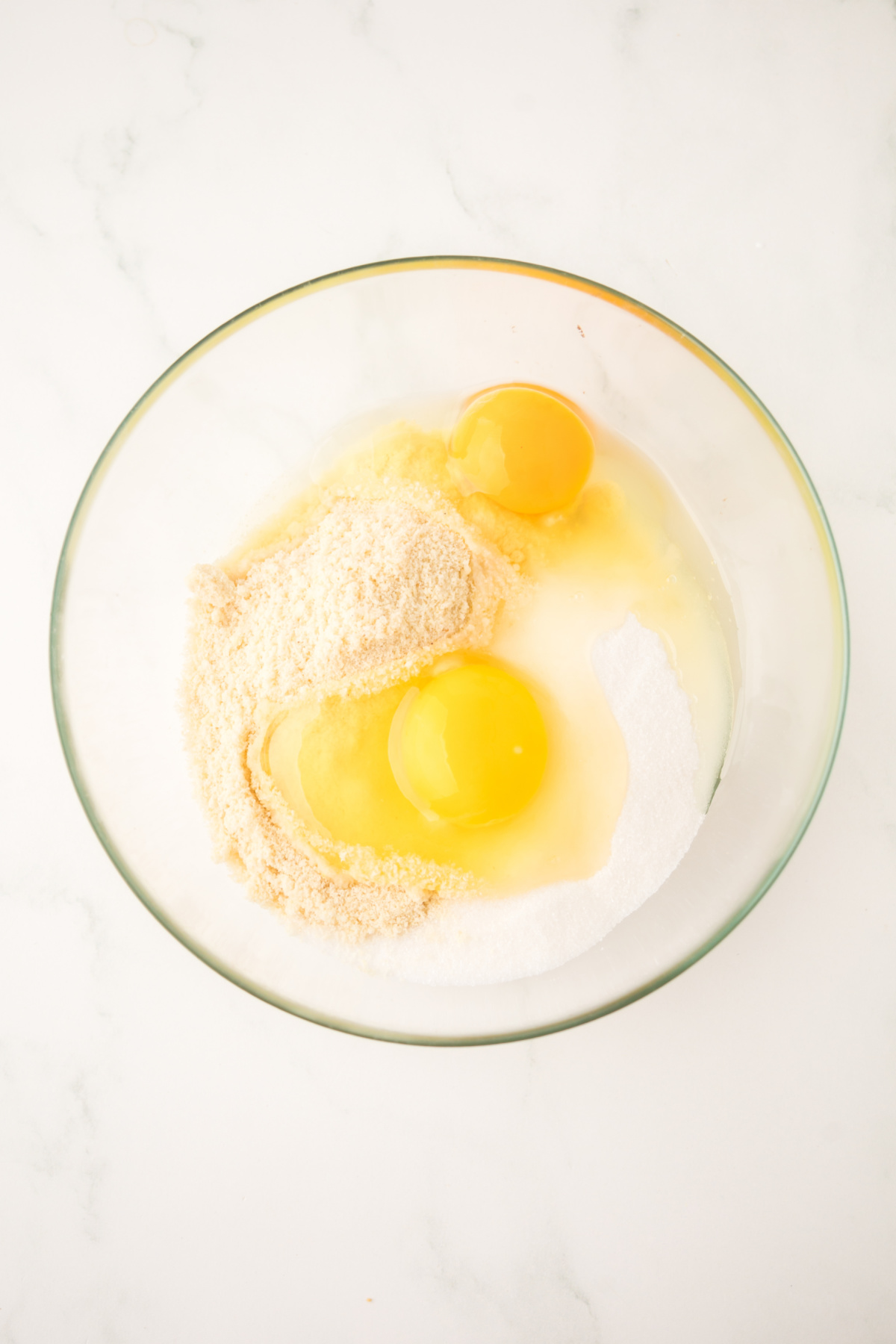 Ingredients for the frangipane layer in a separate bowl.