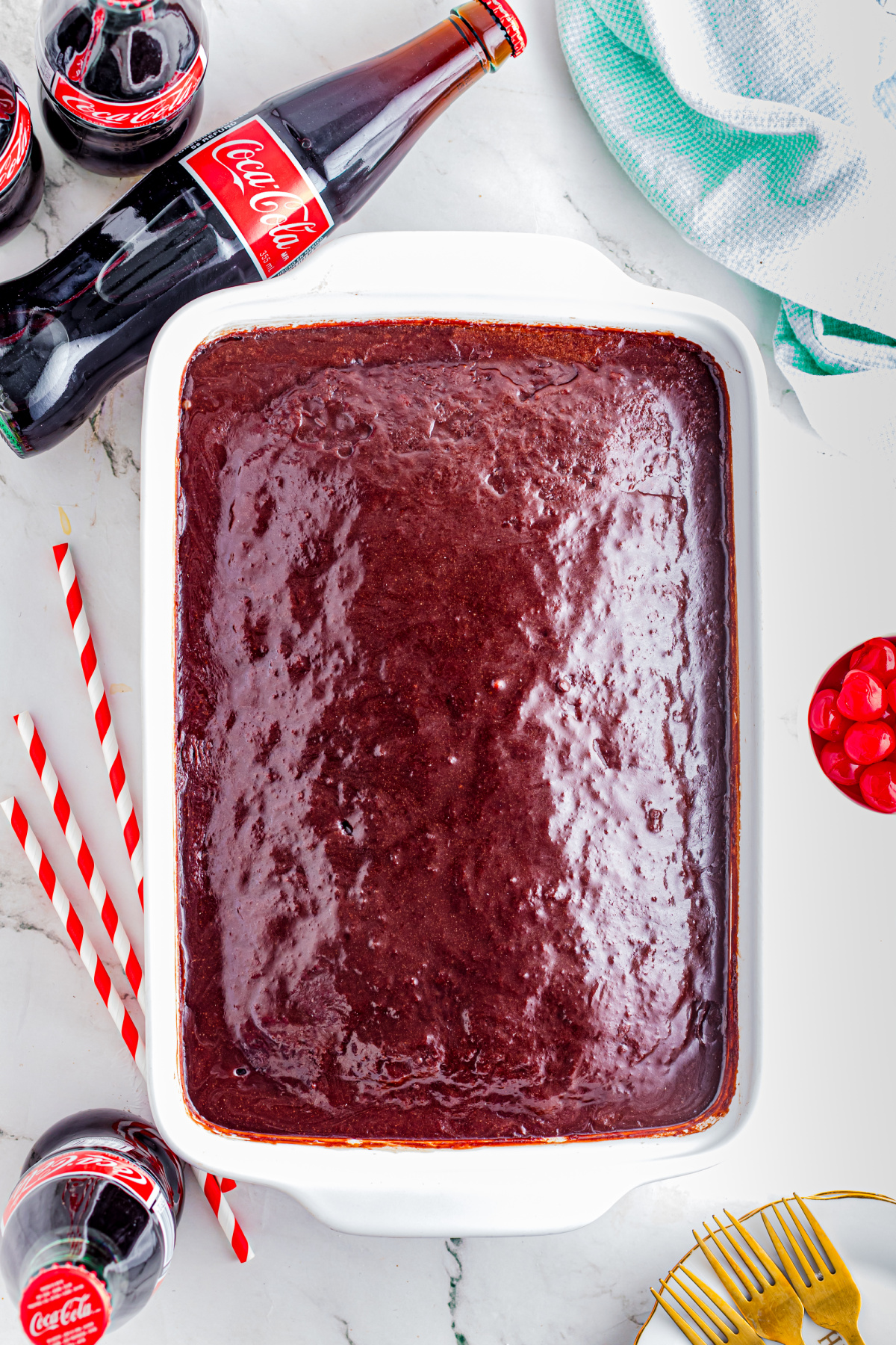 Cake cooling in the pan.
