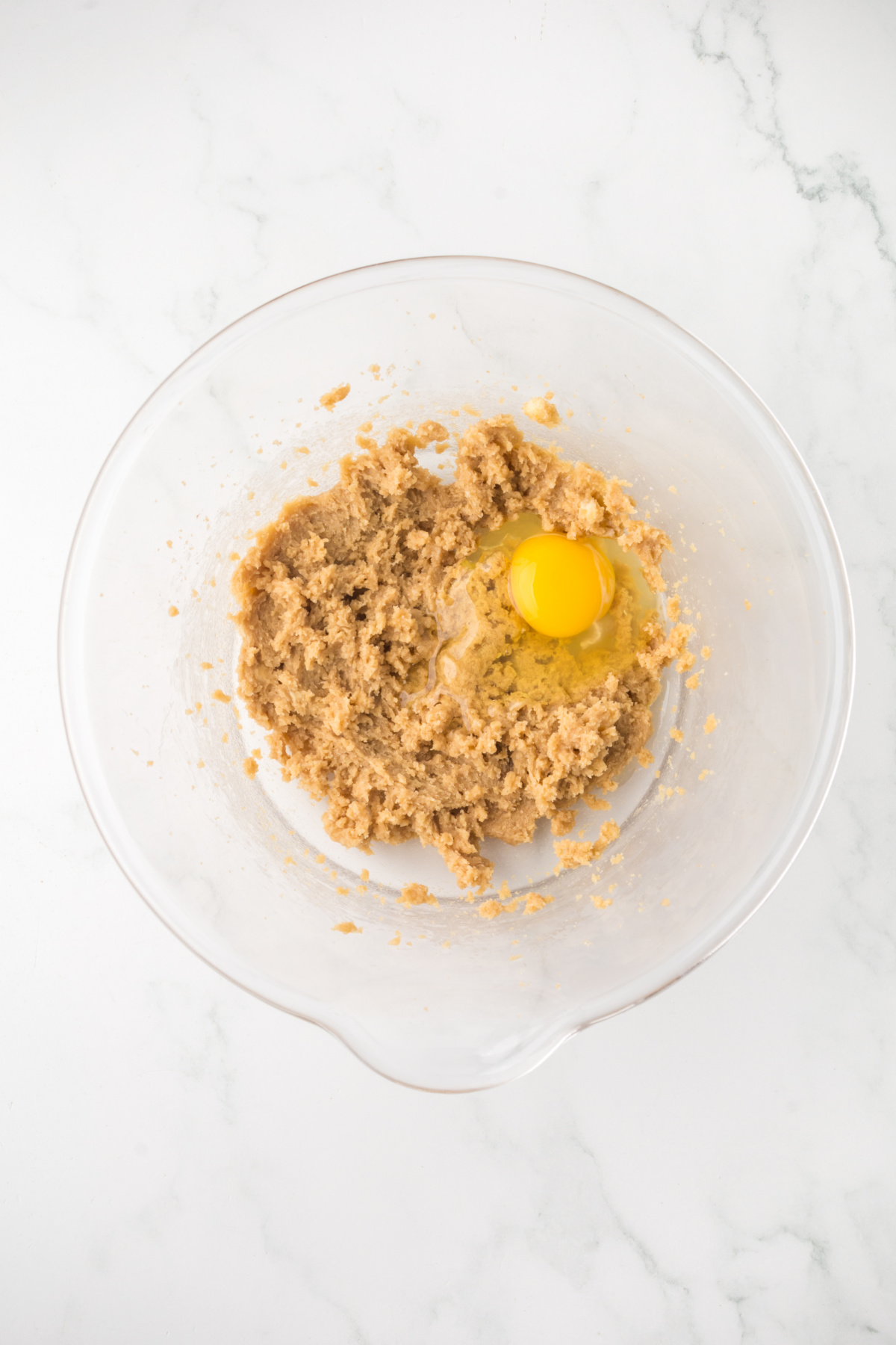 Egg added to the beaten batter.