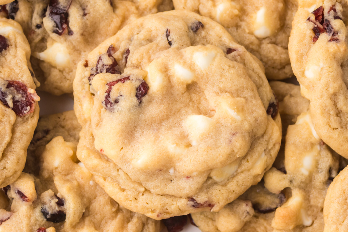 Close-up of cookie on a stack of more cookies