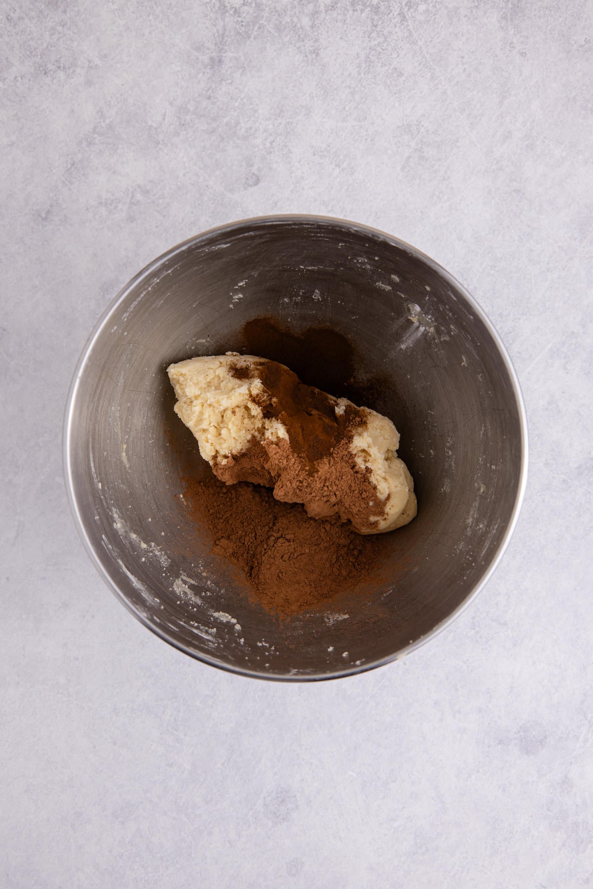 Cocoa powder and espresso added to the mixture.