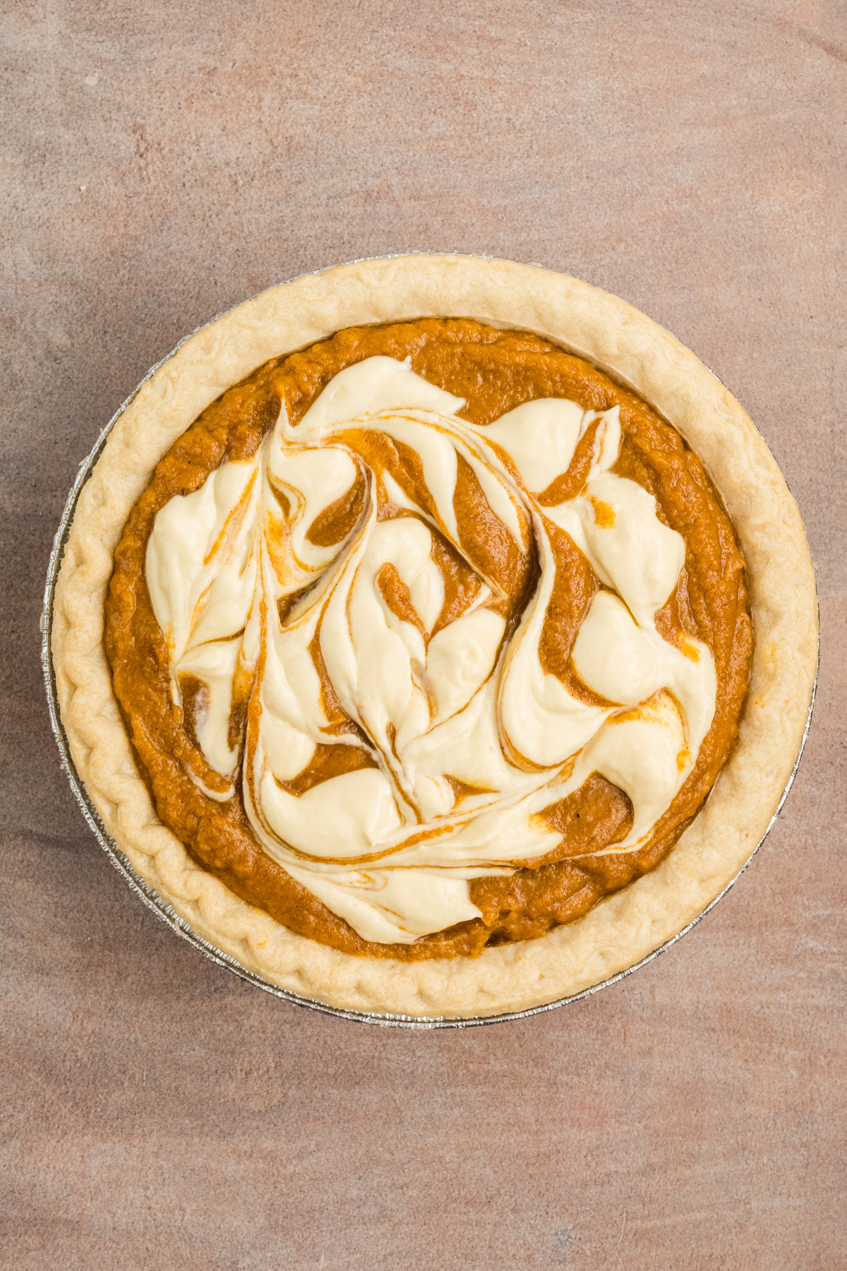 The cream cheese filling swirled on top.