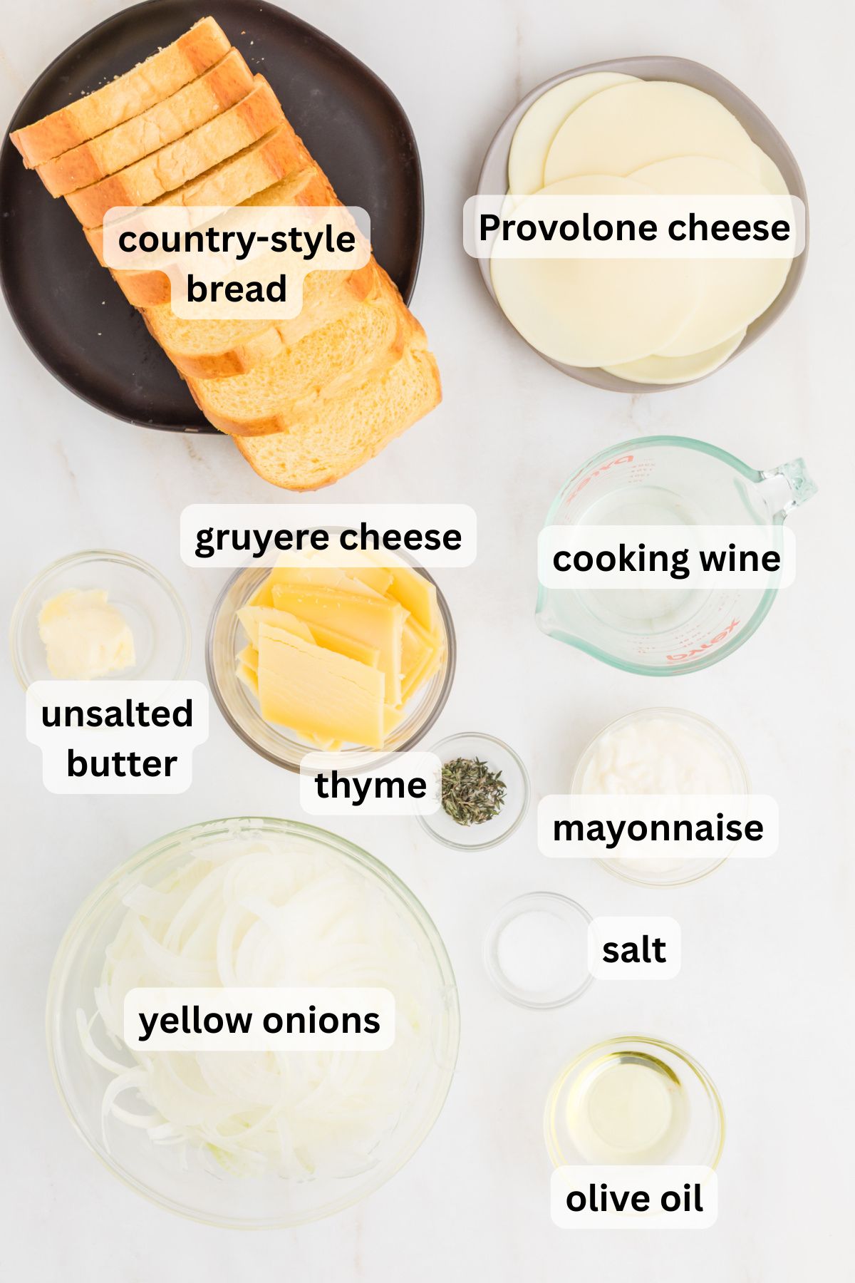 Ingredients to make this grilled cheese on a plate.