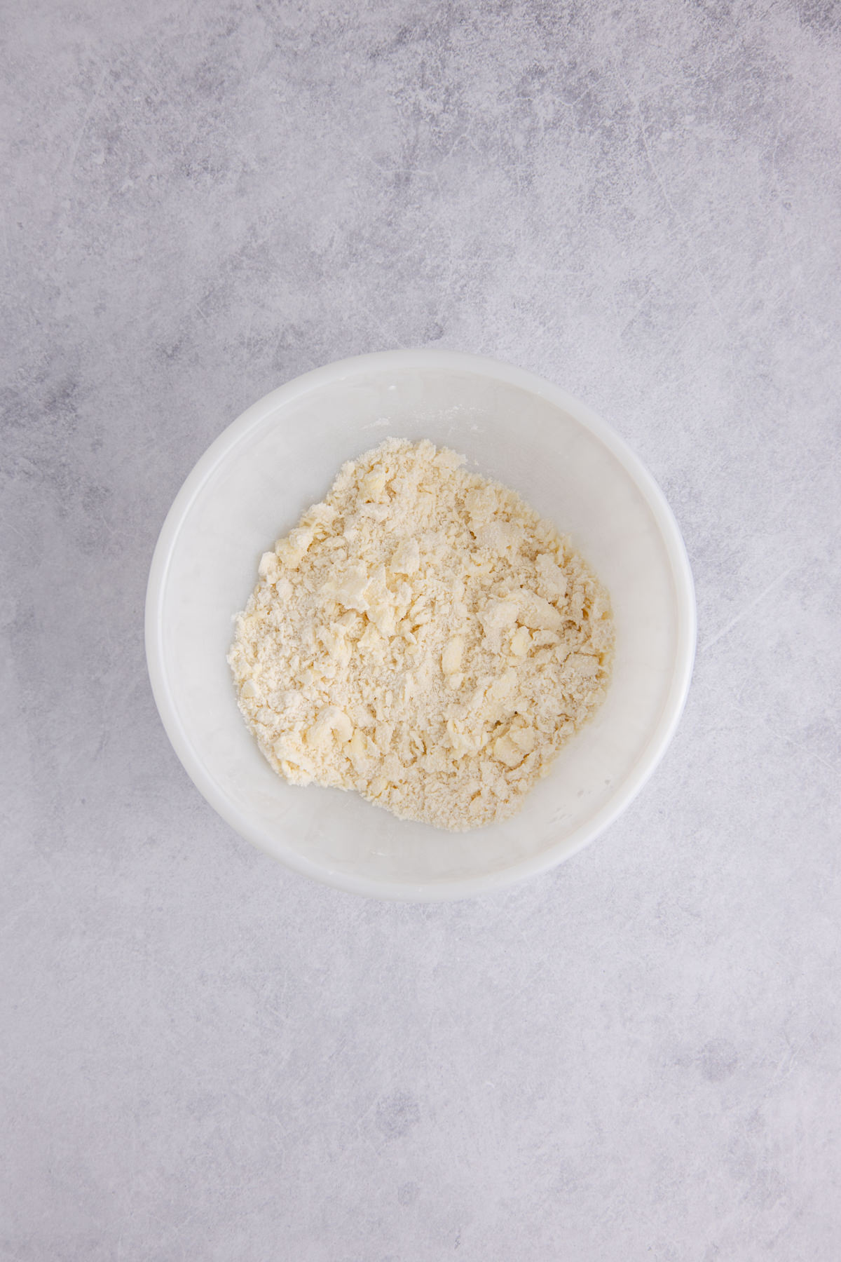 Dry ingredients combined with butter.