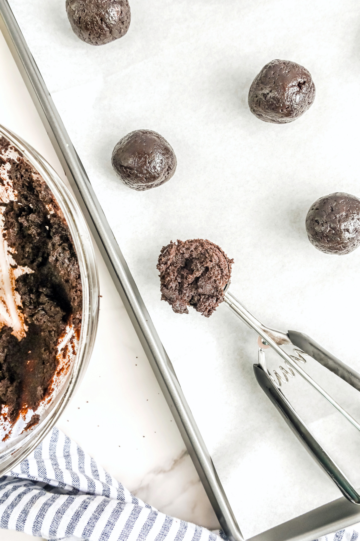 Mixture scooped onto a parchment paper.