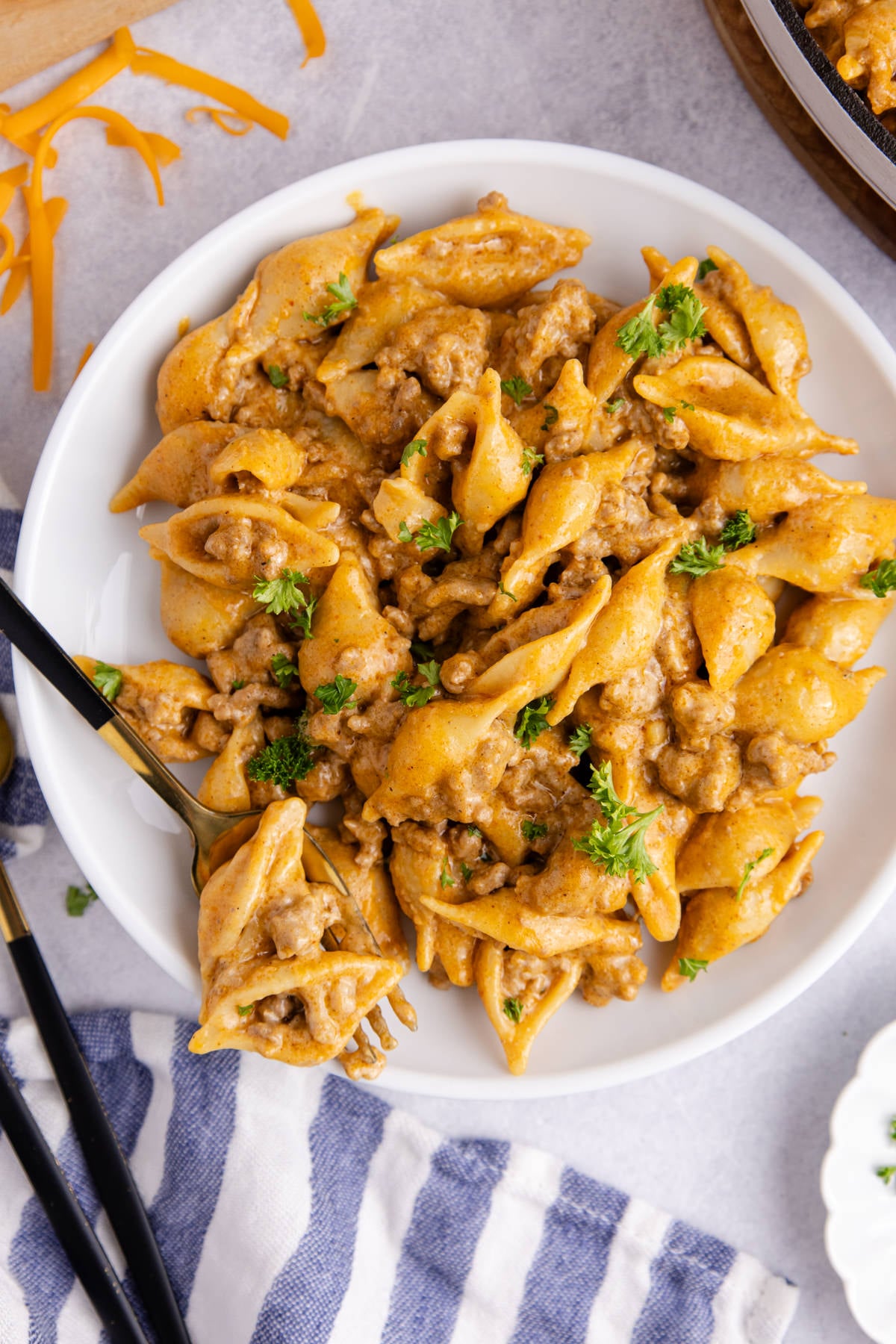 Hamburger helper with taco seasoning on a plate.