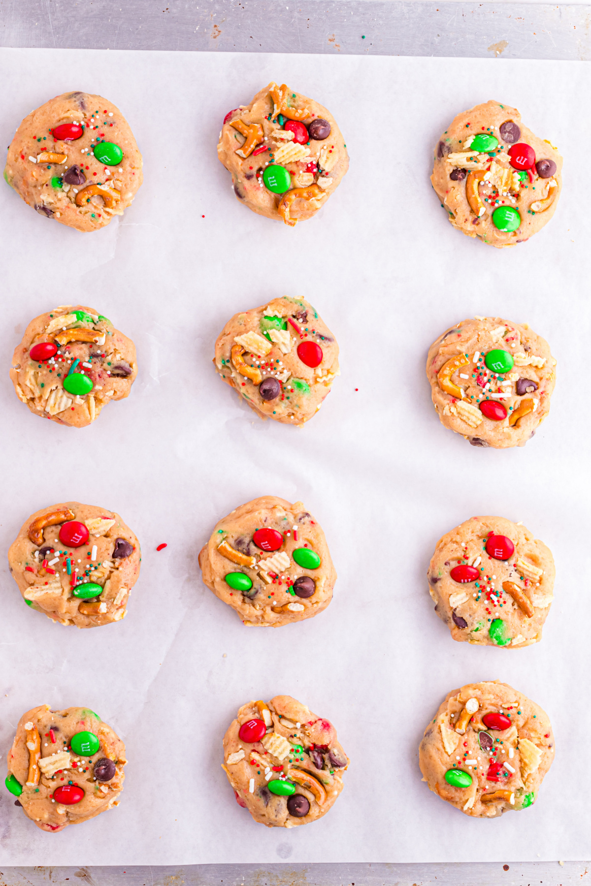 Two tablespoon dough balls placed 2 inches apart on the baking sheets. 