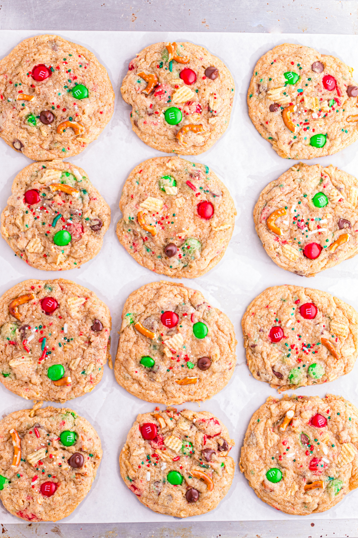 Cookies on a parchment paper. 