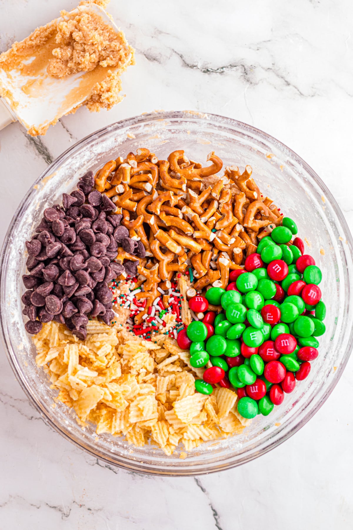 All of the treats added until they are well incorporated throughout. 