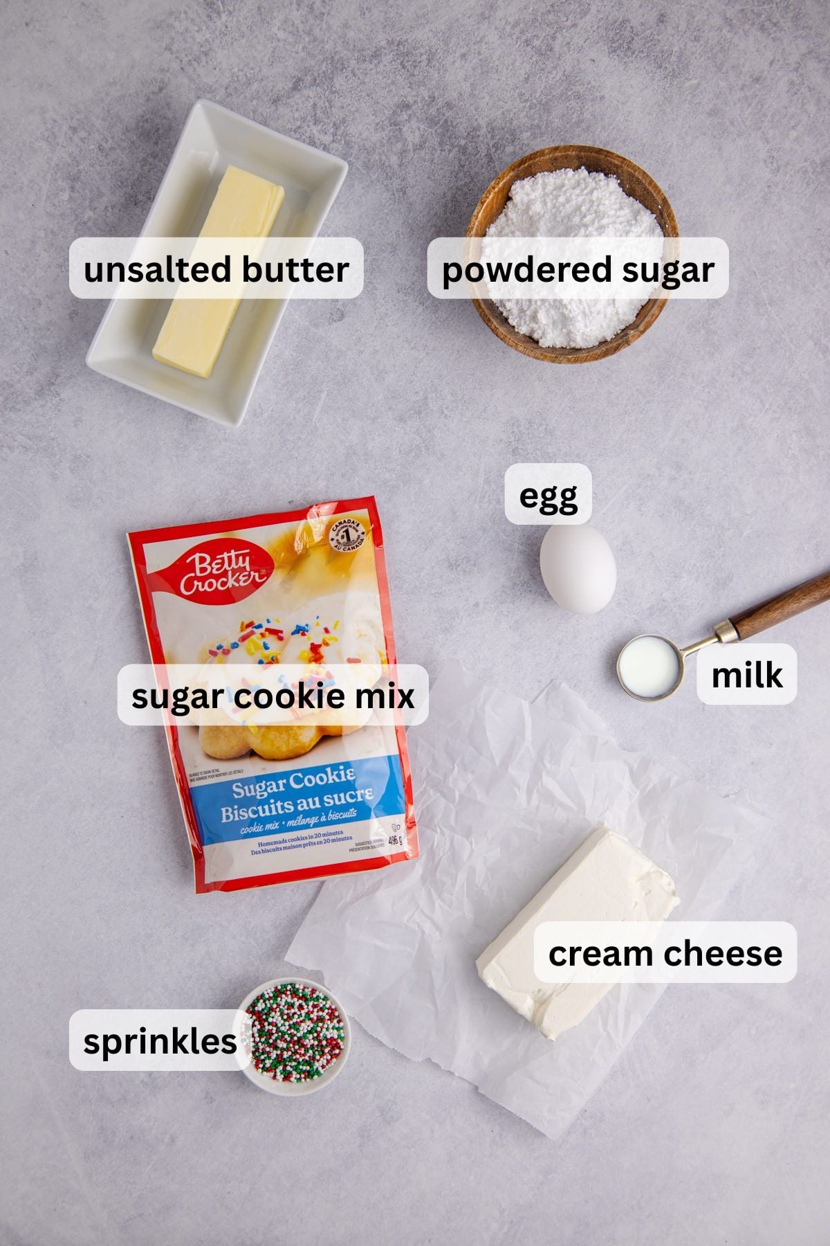 Ingredients to make these cookie cups on a table.