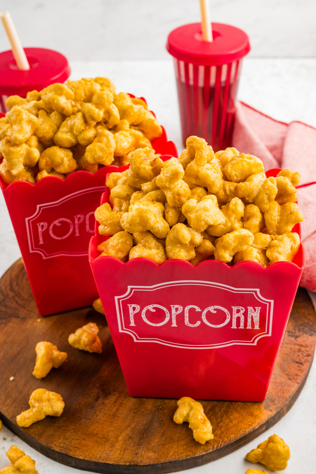 Two buckets filled with beaver nuggets.