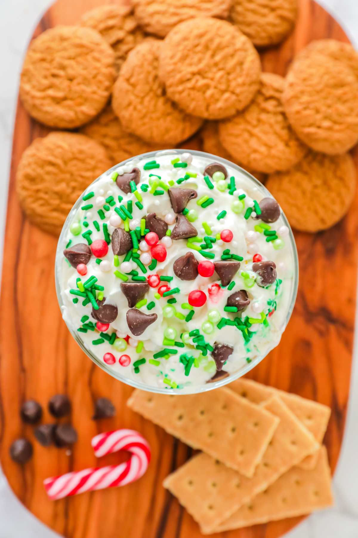 Fluff with sprinkles and chocolate chips on top.