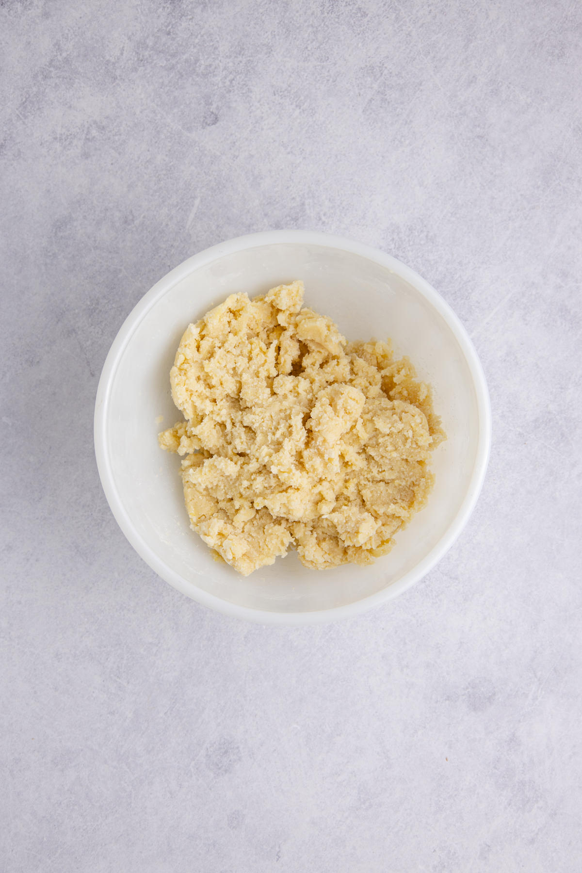 The cookie mixture mixed into formed dough.