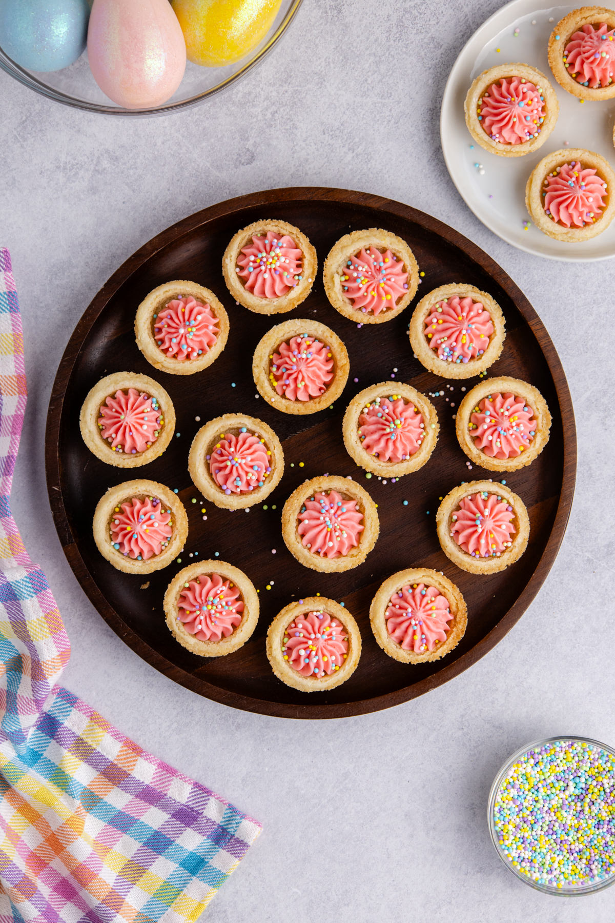 Frosting added to the cookie cup with sprinkles on top.