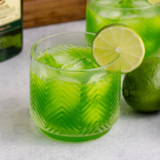 Shamrock sour in a glass.