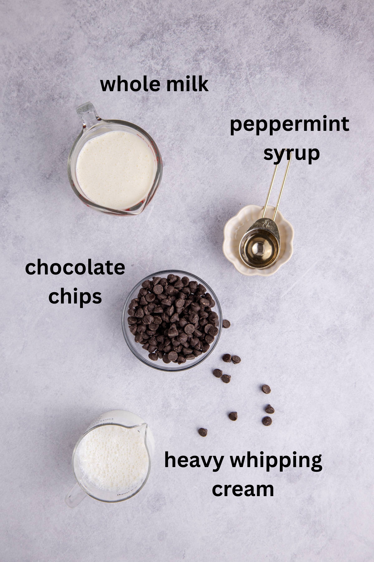 Ingredients to make this hot chocolate on a table.