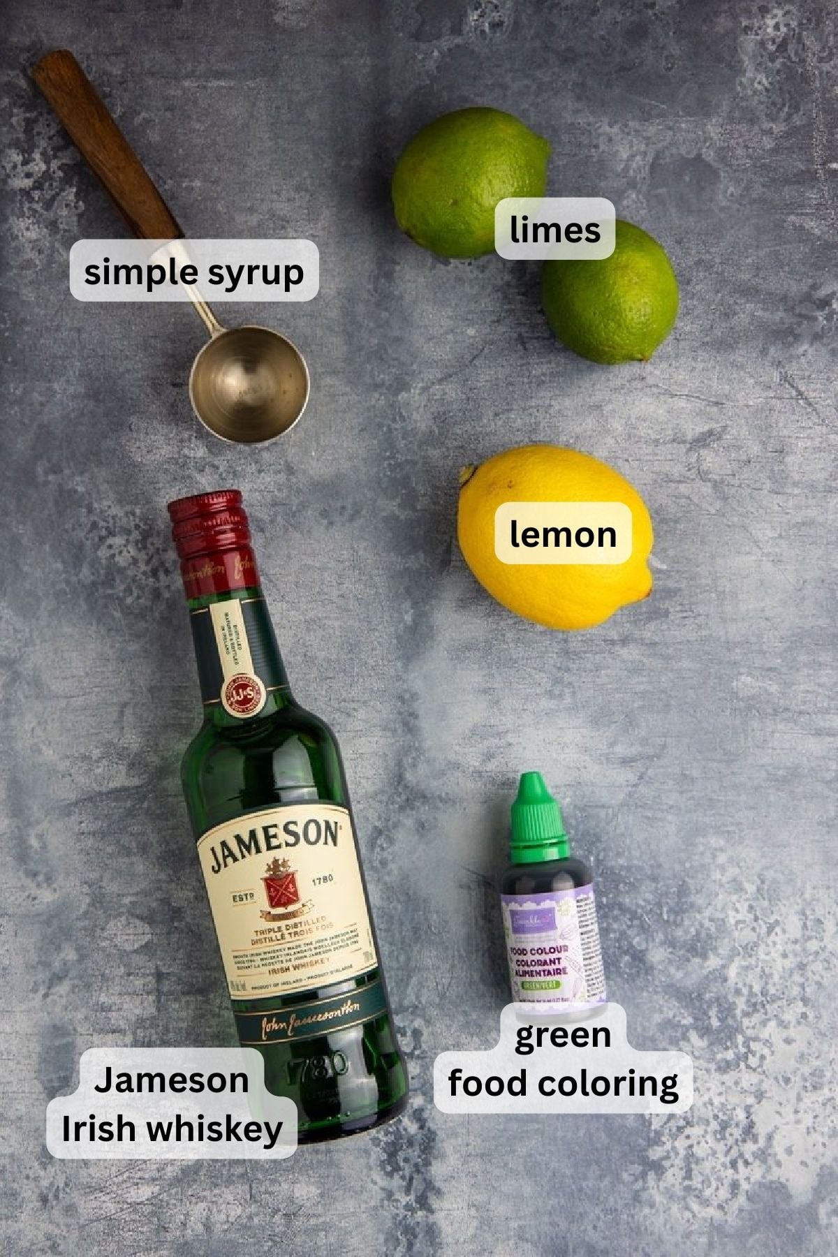 Ingredients to make this drink on a table.