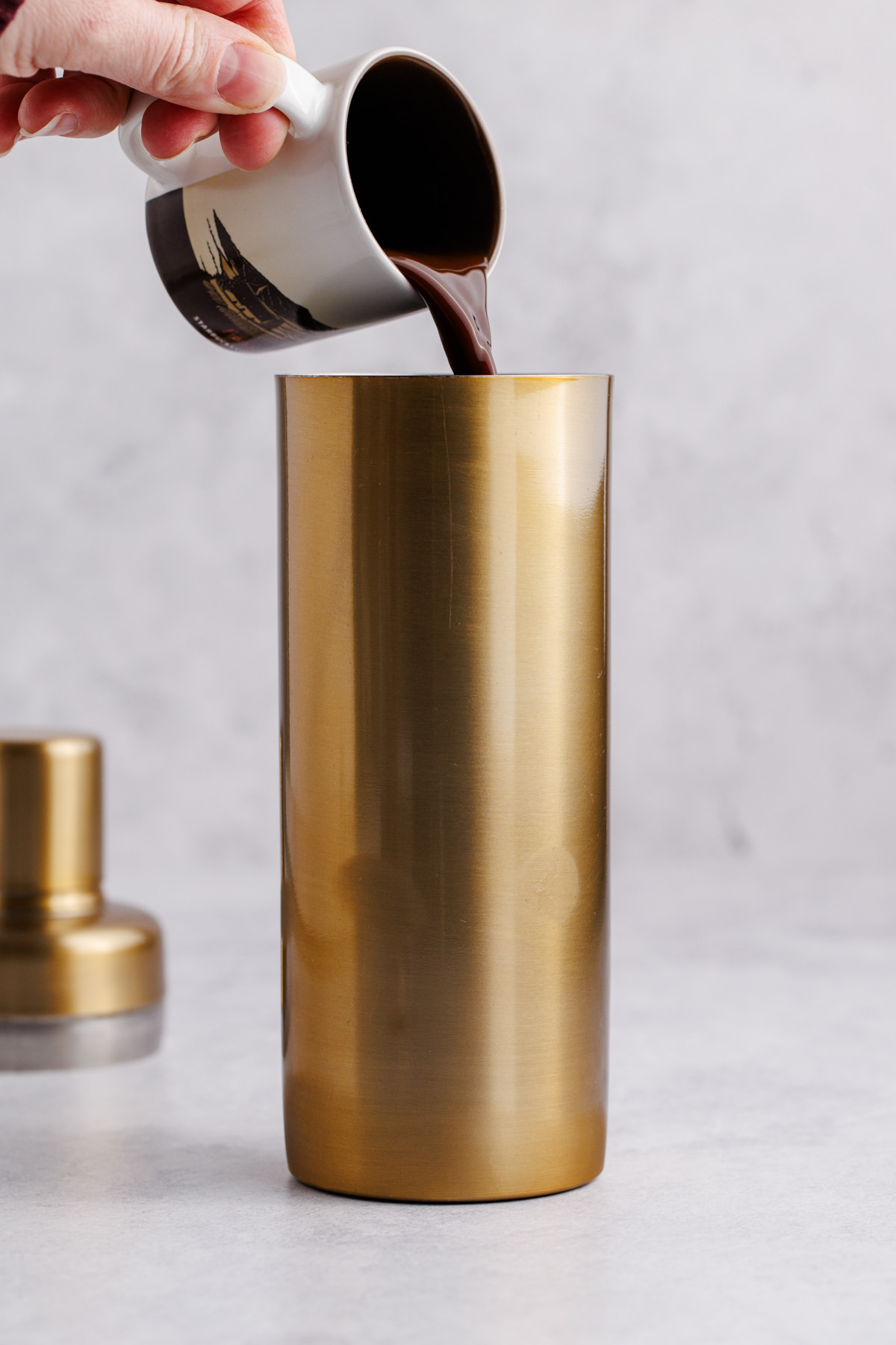 Espresso, vodka, and Bailey's in a shaker.