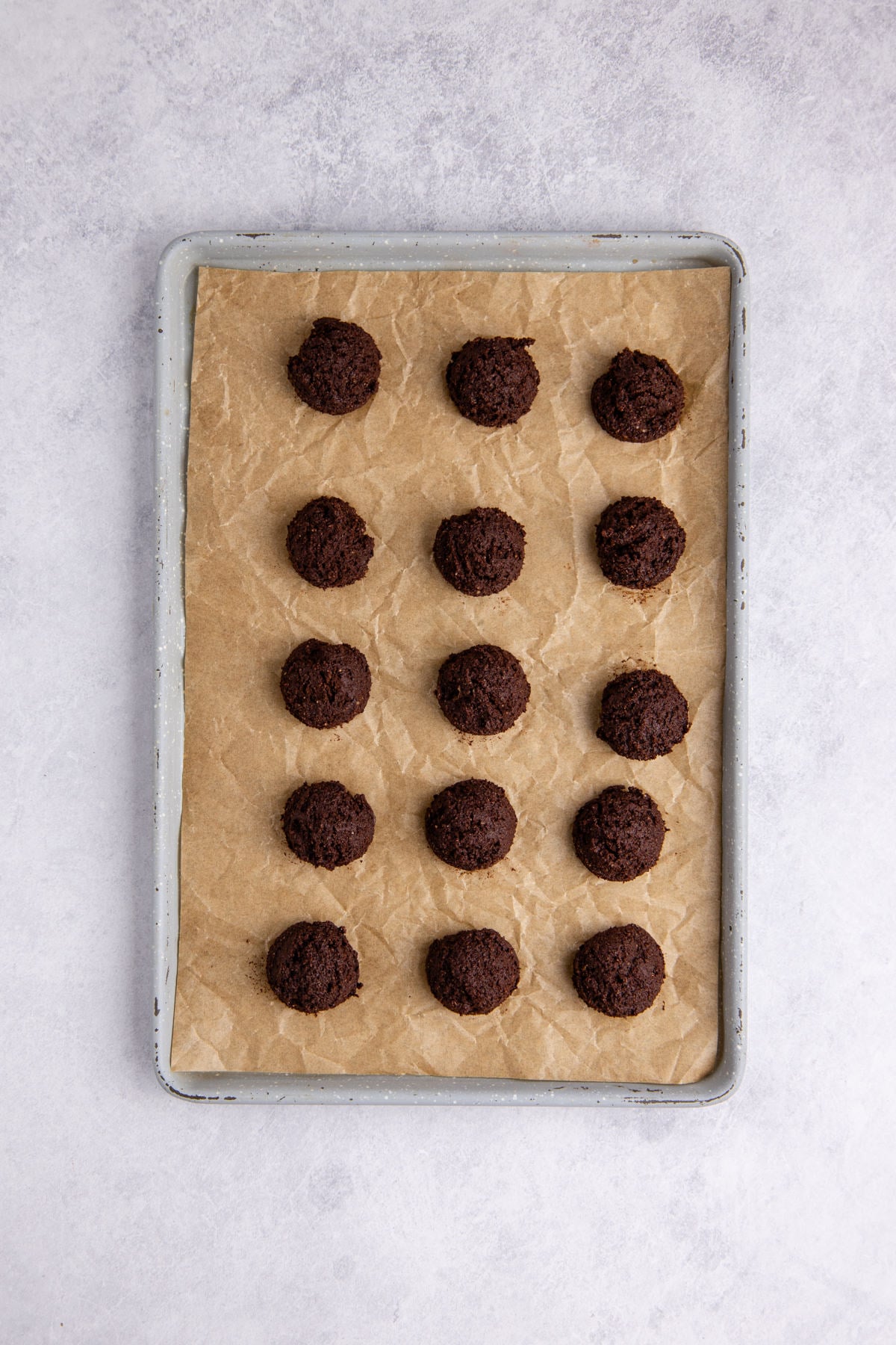 Each ball rolled on a prepared pan.