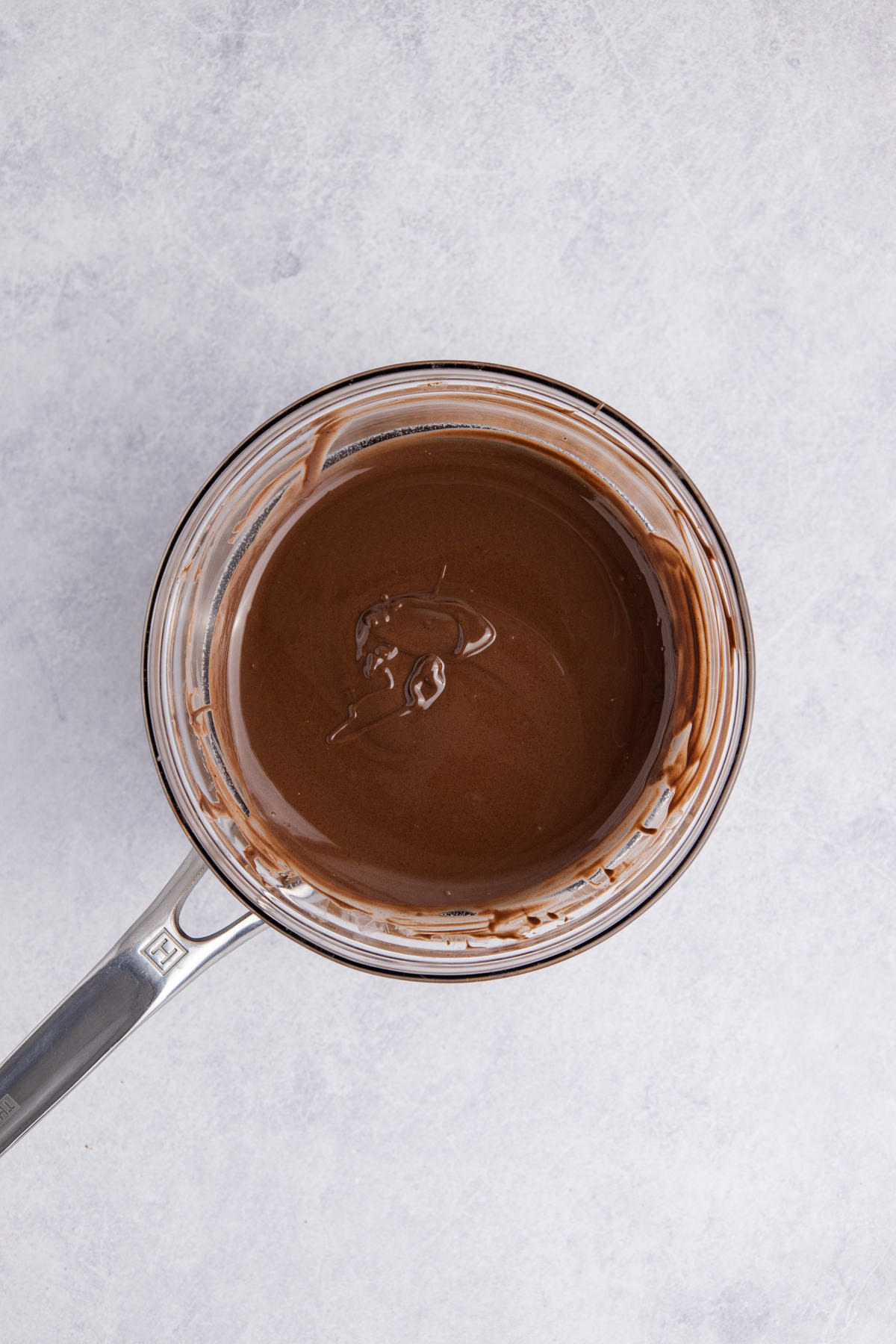 Chocolate melted using the double-boiler method.
