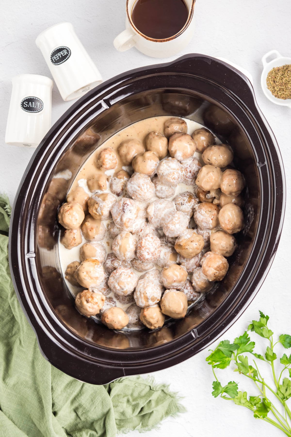 Heavy cream added to the meatballs.