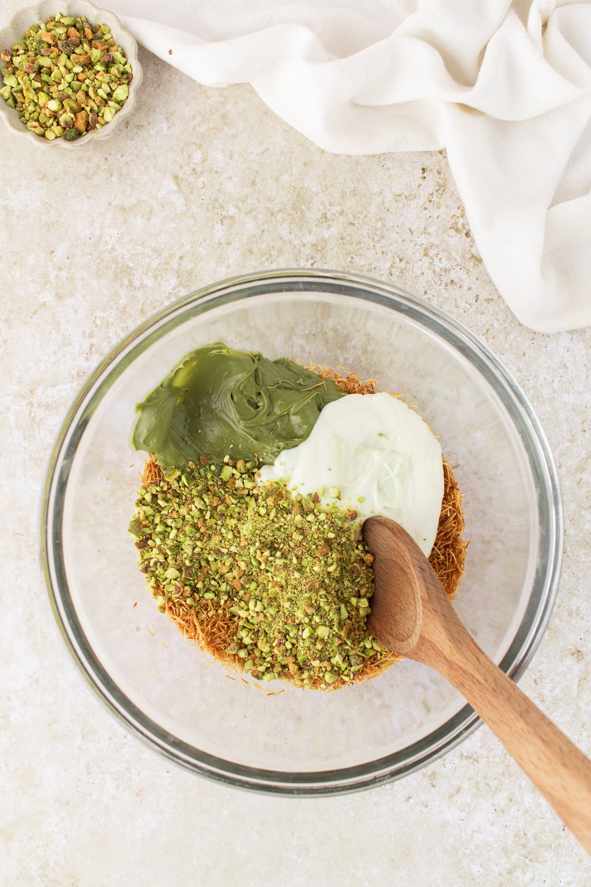 White chocolate, and other filling ingredients in a bowl.