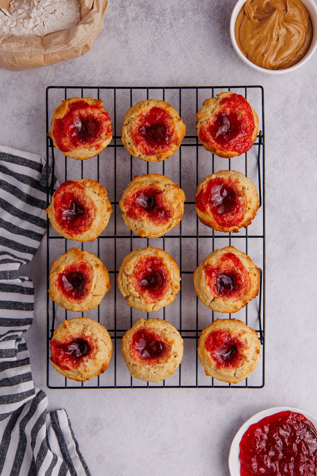 The muffins cooling on a wire rack.