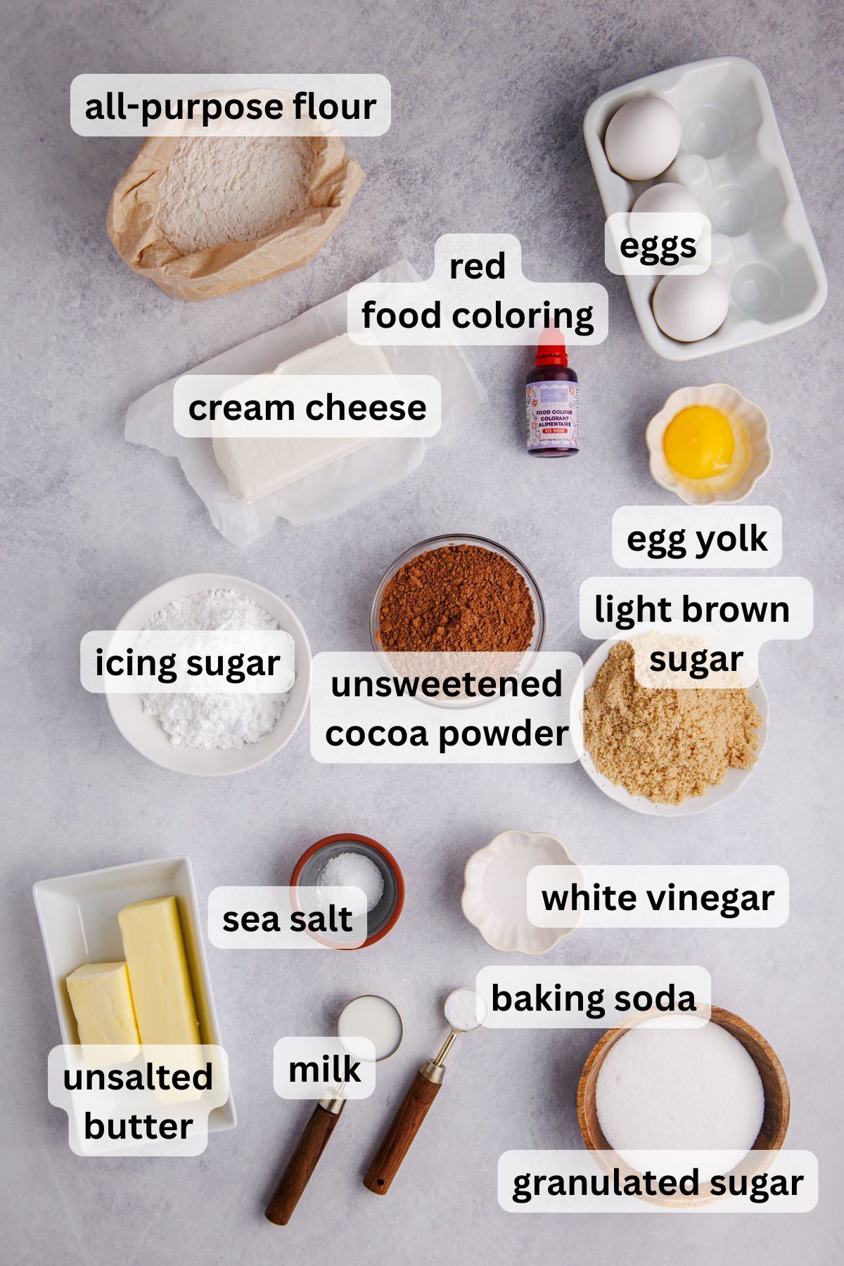 Ingredients to make these brownies on a table.