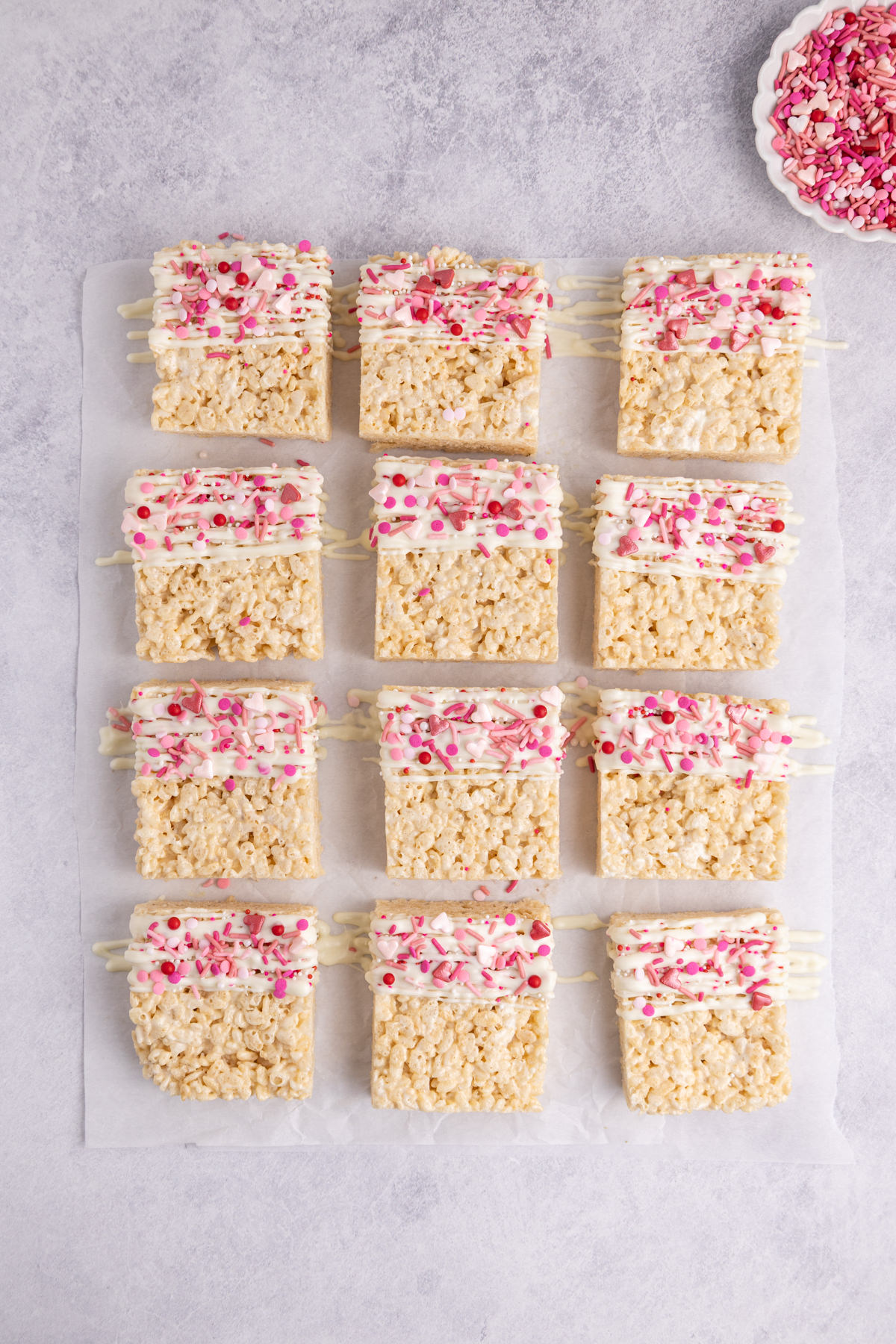 Icing added to the top of the squares.