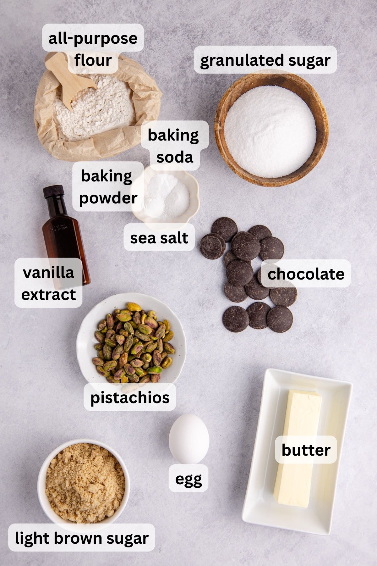 Ingredients to make these cookies on a table.