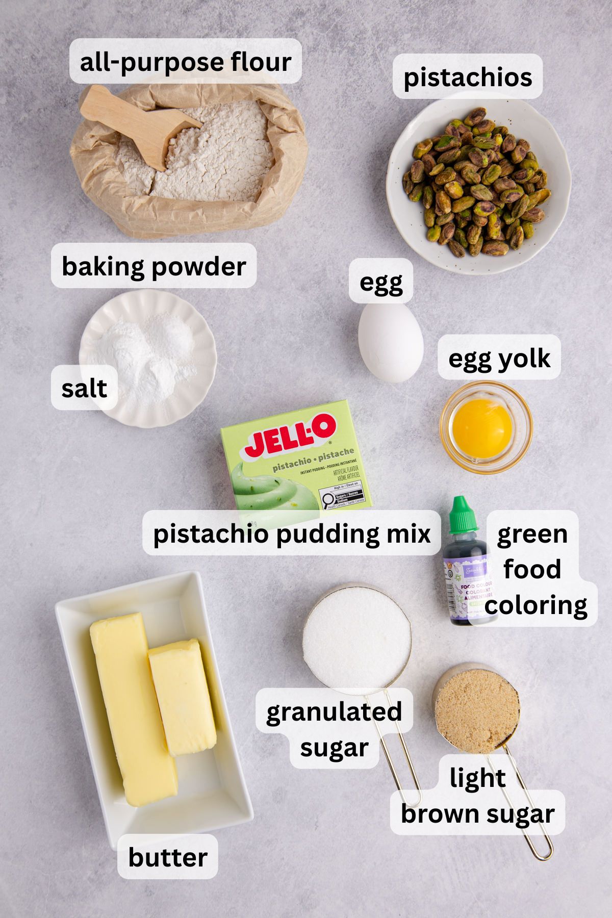Ingredients to make these cookies on a table.