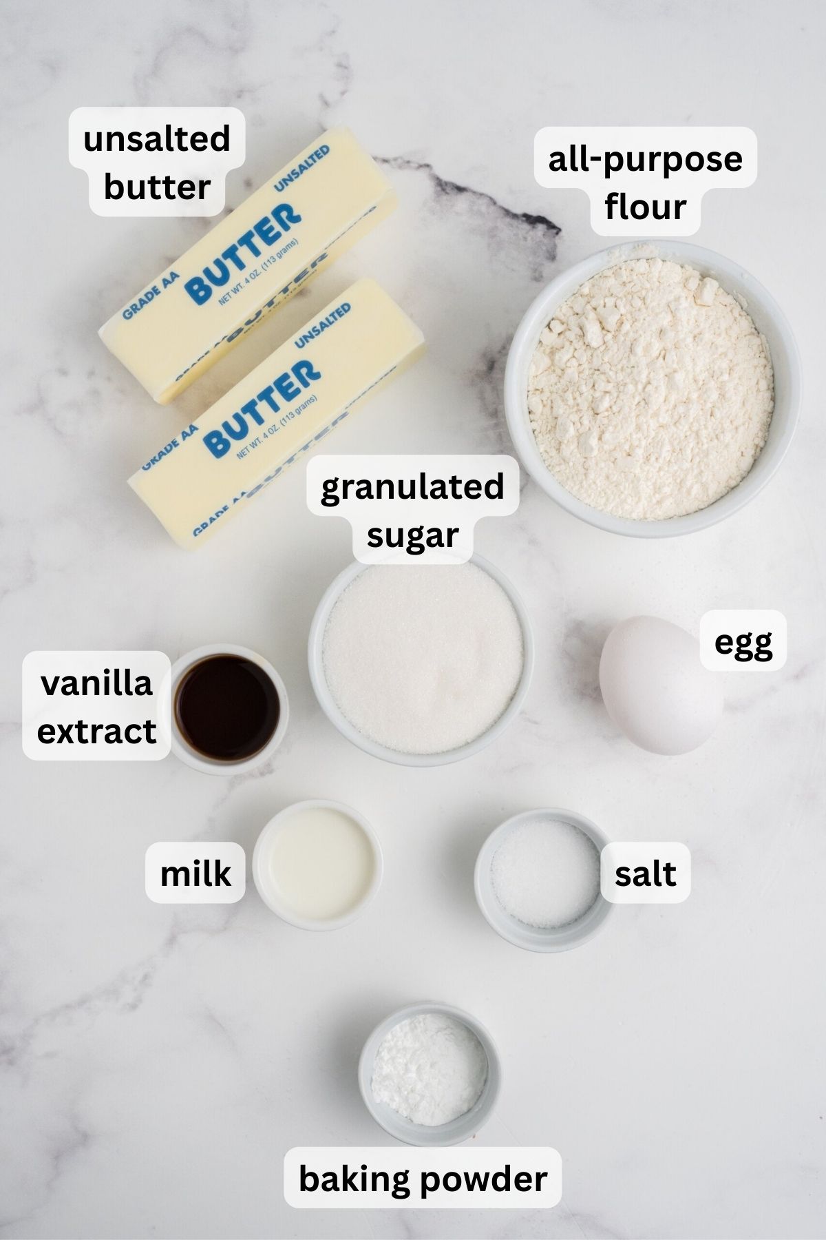 Ingredients to make these strawberry cookies on a table.