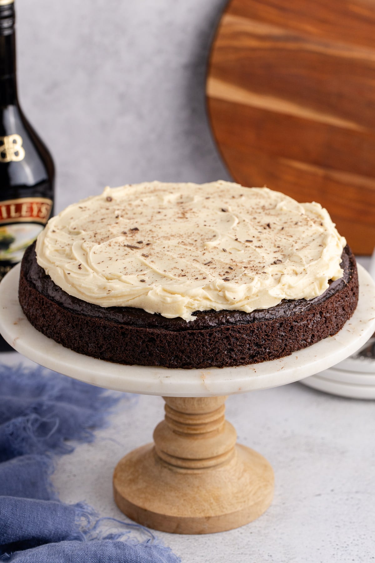 Frosting added on top of the cooled cake.