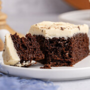 Irish cream cake on a plate.