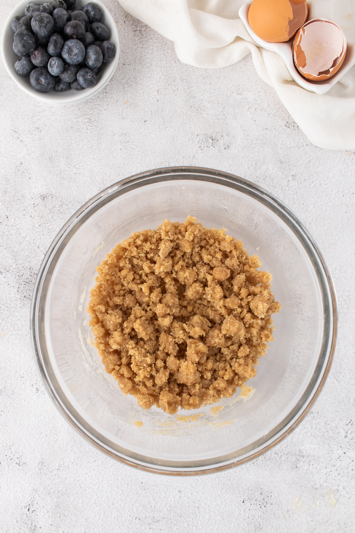 Crumble topping in a bowl.