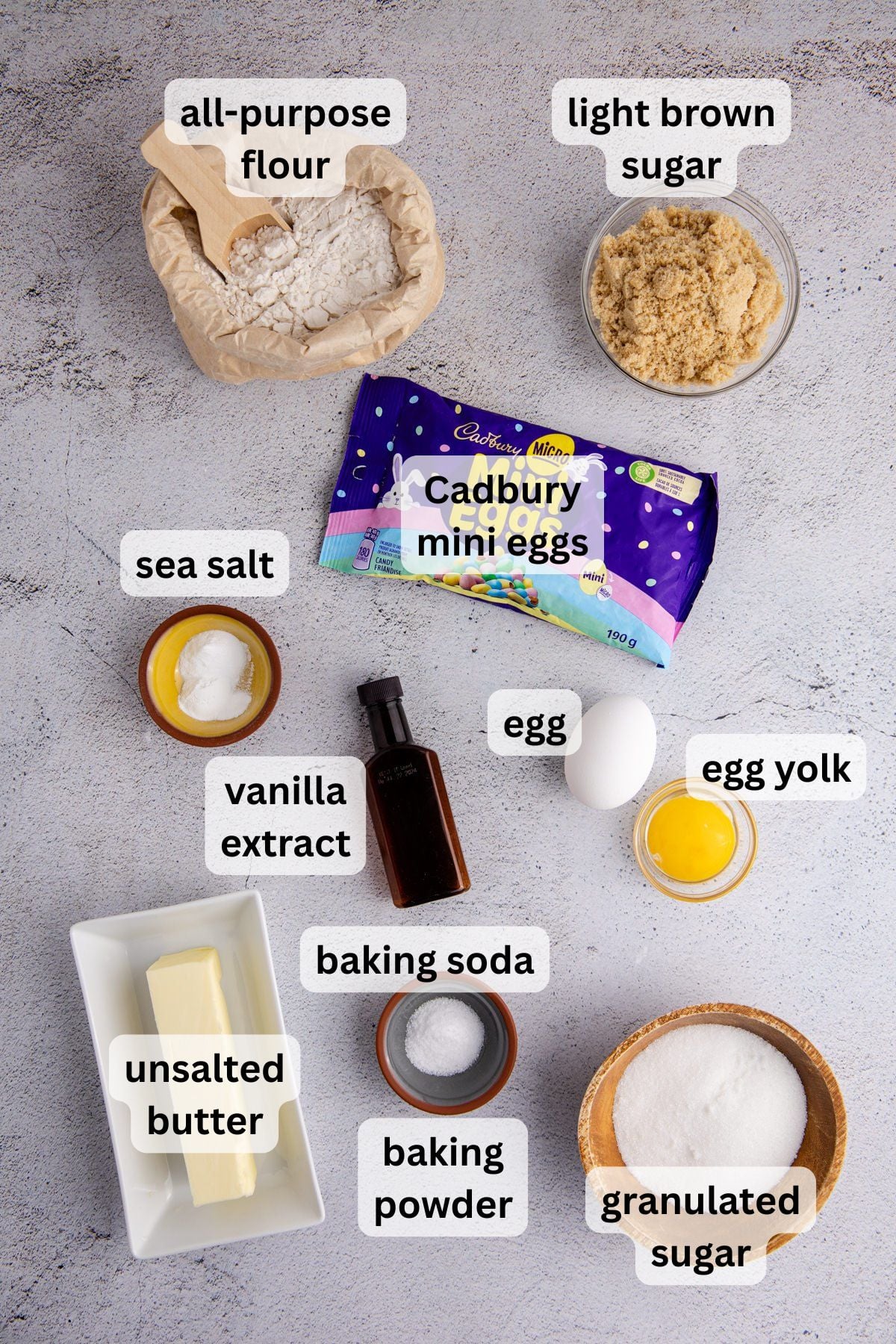 Ingredients to make these cookies on a table.