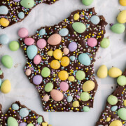 Easter bark broken up on the table.