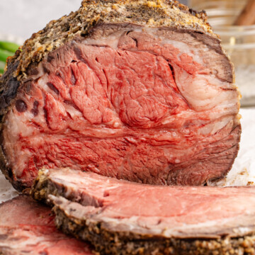 Slices of poor man's prime rib