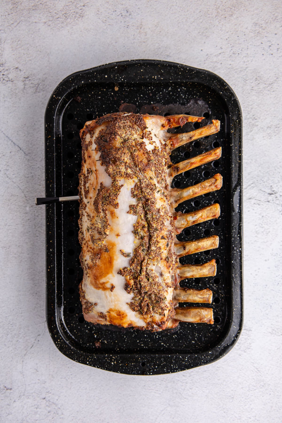 The pork prime rib cooked and cooling.