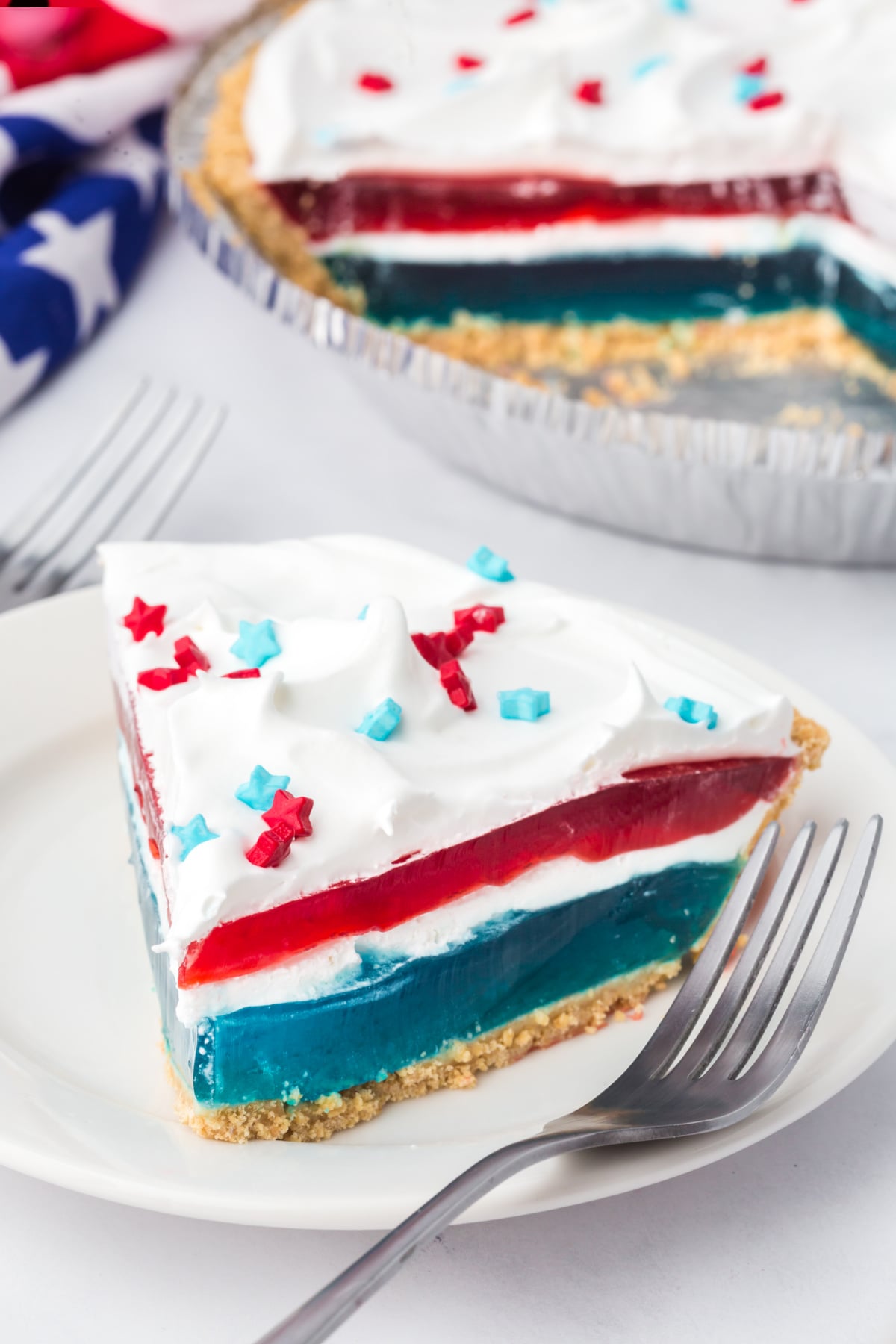 A slice of red, white, and blue pie.