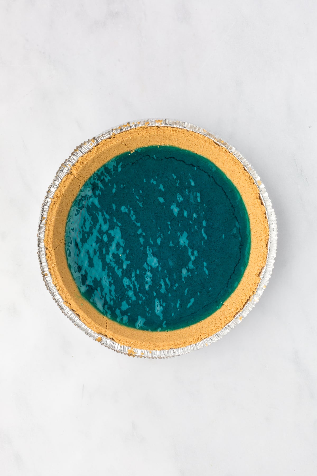 Blue Jello in the pie crust.