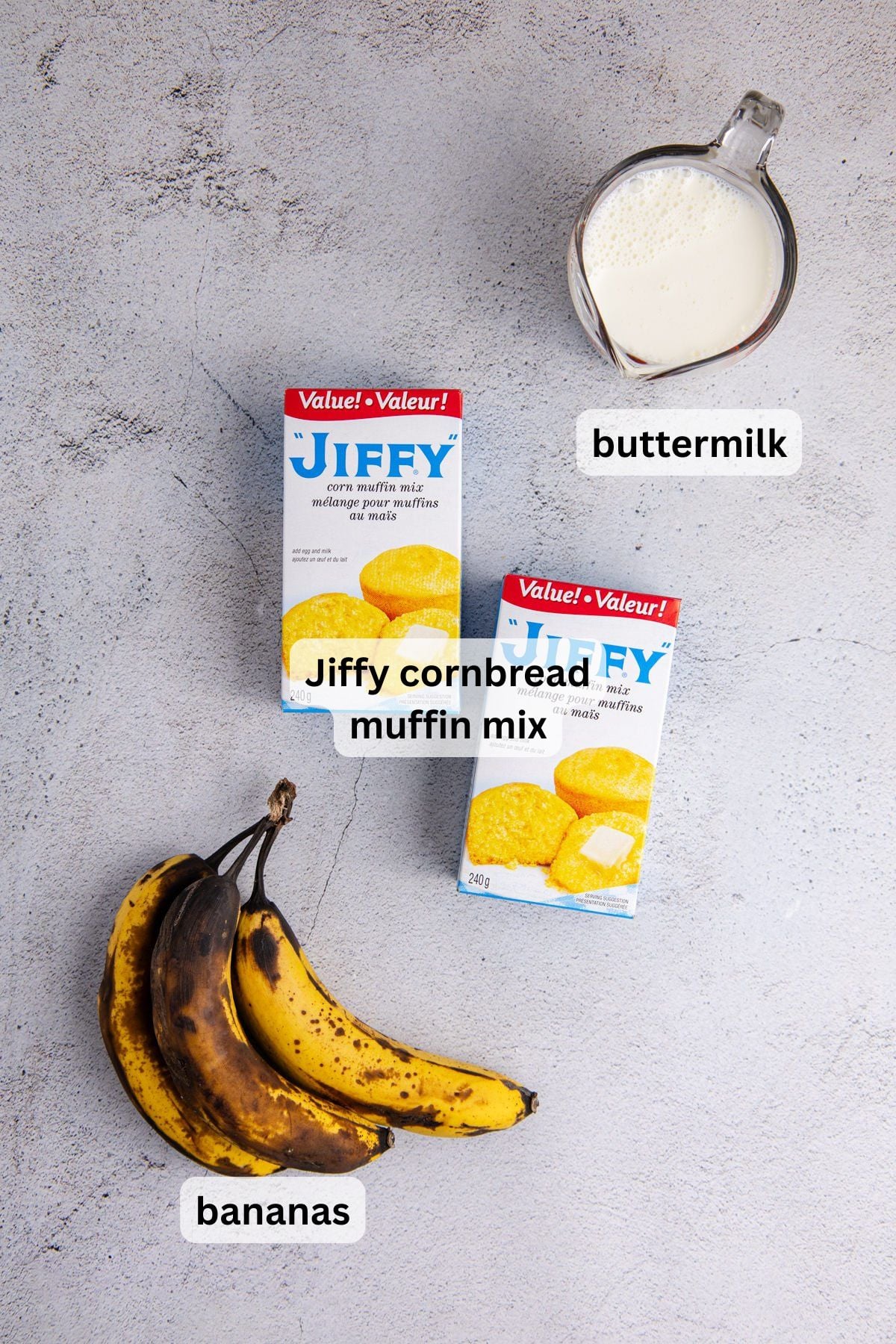 Ingredients to make this cornbread on a table.