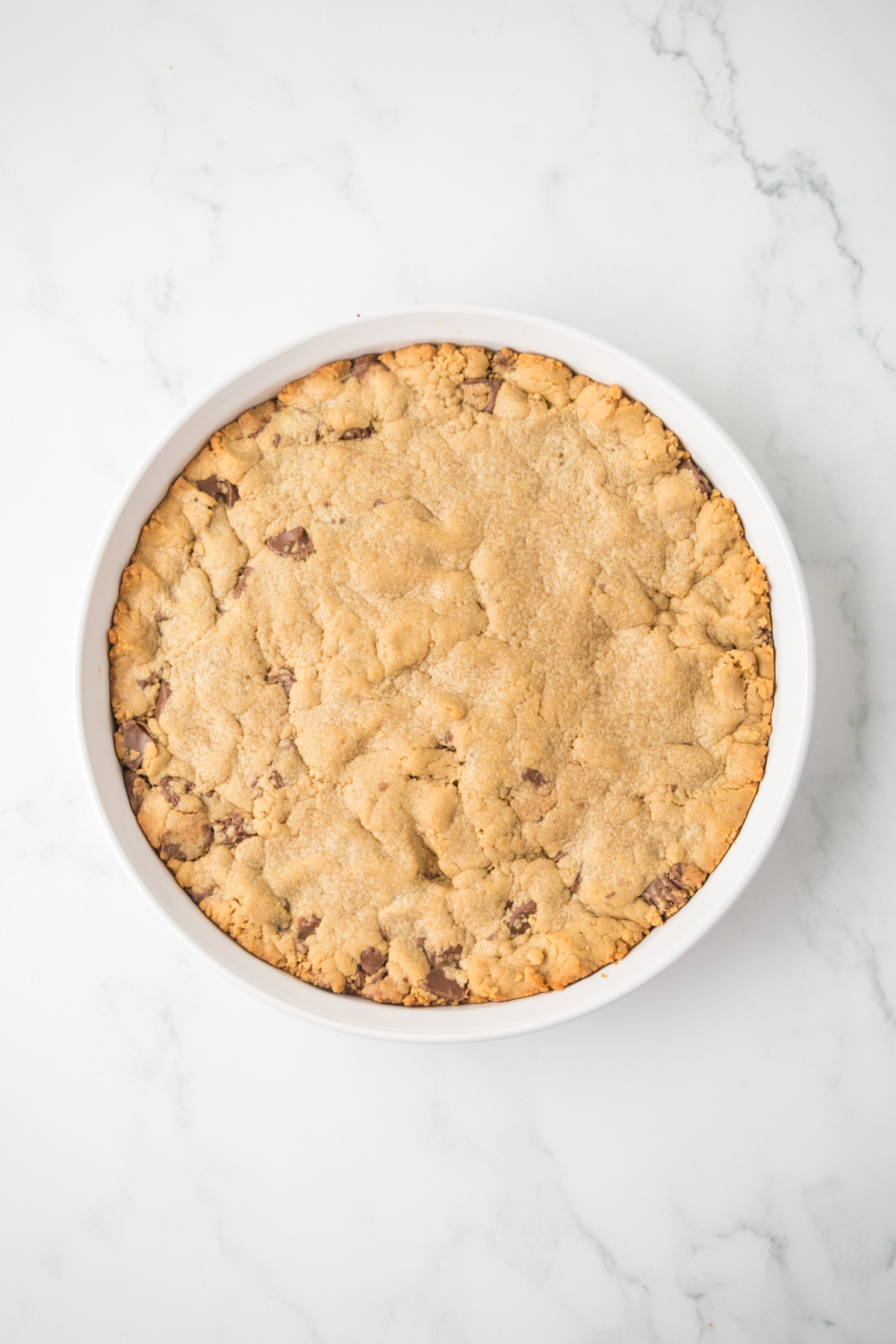 The cookie pie fresh out of the oven.