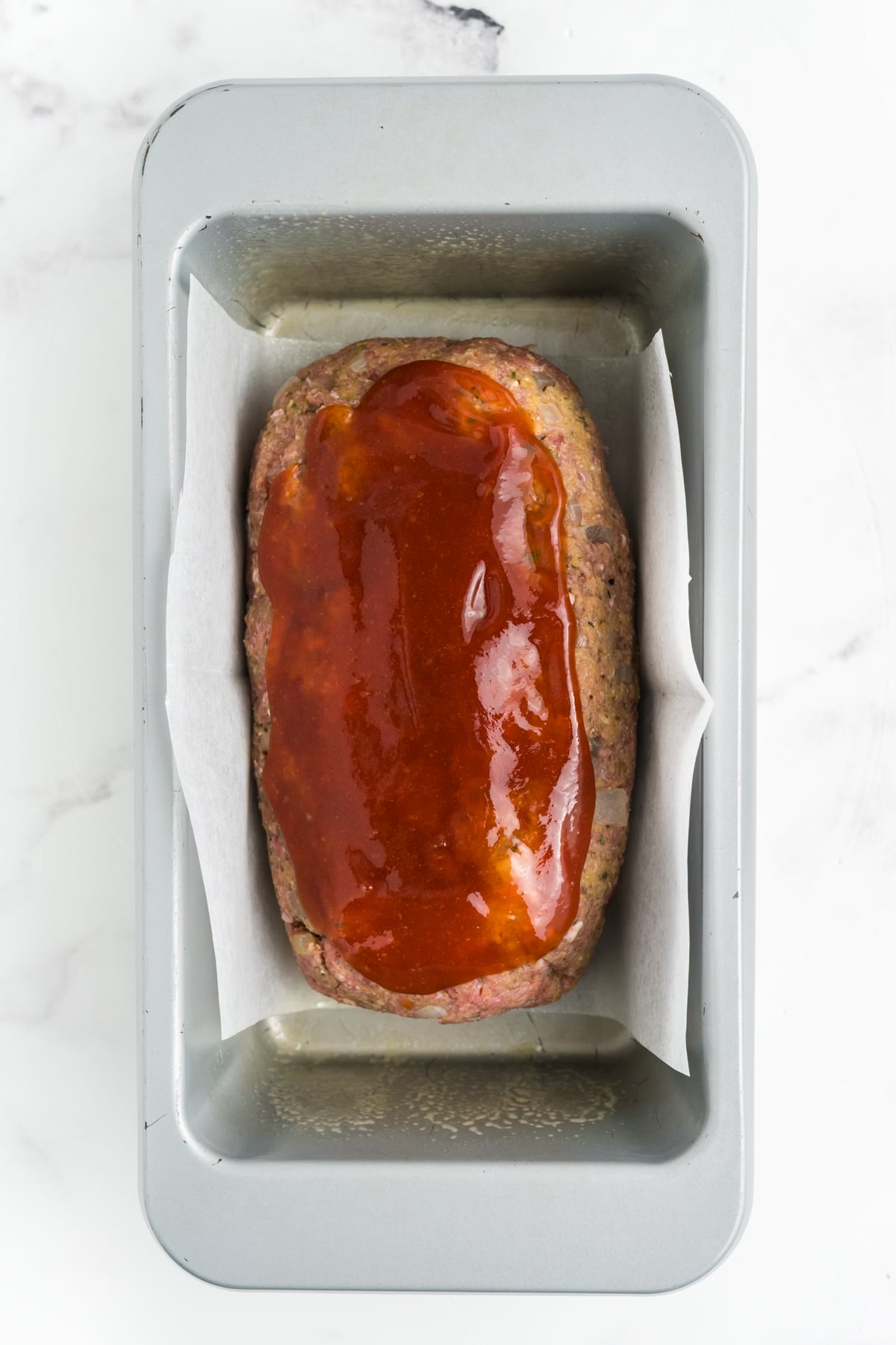 The glaze added to the top of the 1# meatloaf.